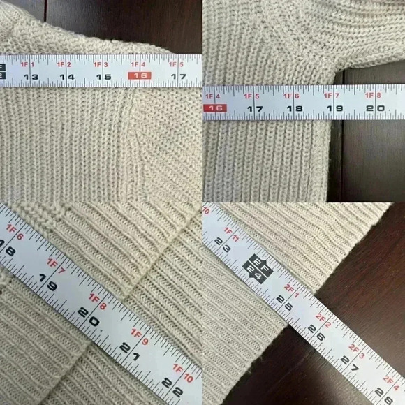 Devoted Sweater Lace Front Keyhole Neckline High Low Hem Light Beige Small - Picture 13 of 16